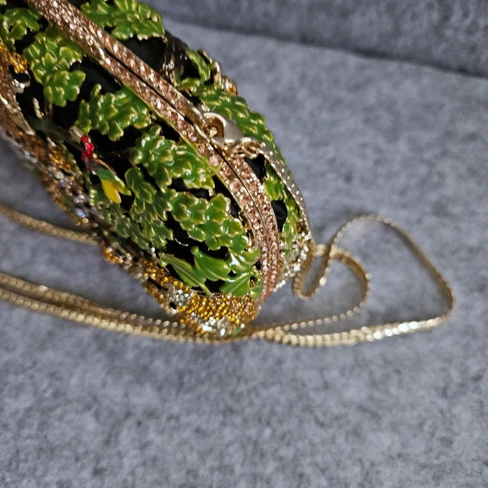 LUX MOB Crystal Enamel Jungle Safari Animal Evening Clutch Bag Lion Leopard Box